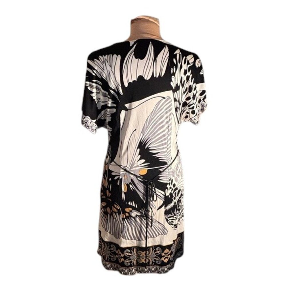 Hale Bob 100% Silk Boho Floral Embellished V-Neck Mini Dress Resort Size S - Picture 4 of 9